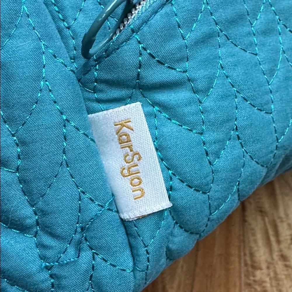 Teal Quilted Knitting Or Crochet Project Bag with Adjustable Strap
